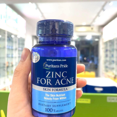Kẽm hỗ trợ trị mụn, làm đẹp da mụn Puritan