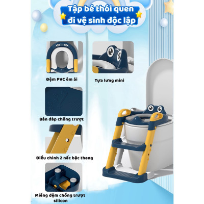 Thang bô vệ sinh FTAKY có nắp thu nhỏ bồn cầu gấp gọn tiện lợi dùng cho bé trai và bé gái có sẵn tay vịn đi kèm