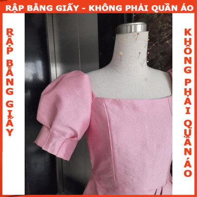Rập giấy đầm cổ vuông tay phồng mã 1087 (BẢN VẼ)
