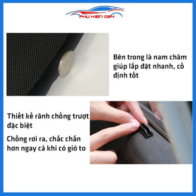 Bộ 4 rèm chắn nắng nam châm Navara 2016-2017-2018-2019-2020 khung cố định chống tia UV