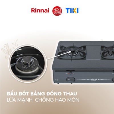 Bếp gas dương Rinnai RV-4680(G) mặt bếp men và kiềng bếp men - Hàng chính hãng.