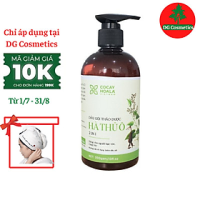 Dầu gội thảo dược HÀ THỦ Ô Chiết xuất từ 6 loại thảo dược Cocayhoala 300g, Tặng Khăn Quấn Ủ Tóc