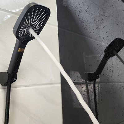 Bộ tay dây sen 3 chức năng chảy, nhựa ABS mạ đen Eurolife EL-127SH-D