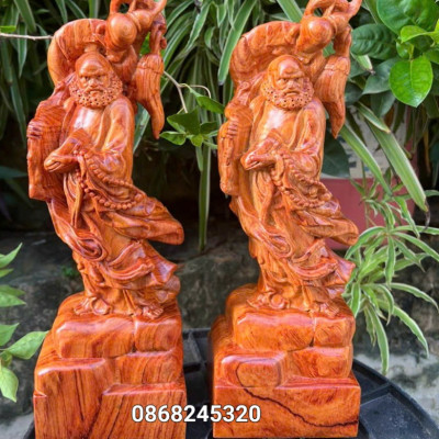 Tượng  đạt ma  quá hải  bằng gỗ  hương  đá  kt cao 30×10x9cm
