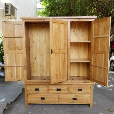 Tủ áo gỗ sồi 3 cánh 5 ngăn kéo Juno Sofa KT 160 x 60 x 200cm