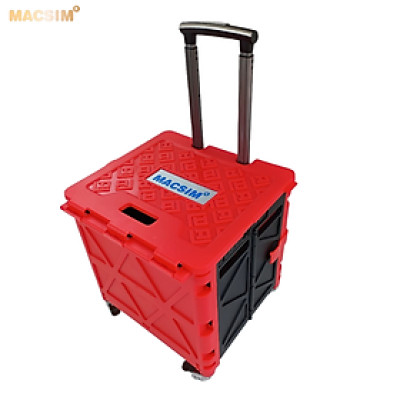 Hộp đựng đồ xếp gọn có bánh, tay kéo tiện ích kích thước 51cm x 55cm x 40cm - hộp đựng đồ trong cốp ô tô - hộp đựng đồ gấp gọn nhãn hiệu Macsim chất liệu PP cao cấp màu đen, đỏ
