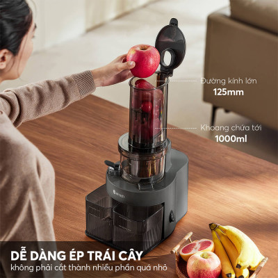 Máy ép chậm Elmich JEE-8759, công suất 240W mạnh mẽ ép kiệt bã, giữ lại chất dinh dưỡng và hương vị trong trái cây,độ ồn dưới 58dB, ép kiệt tới 98% - Hàng chính hãng