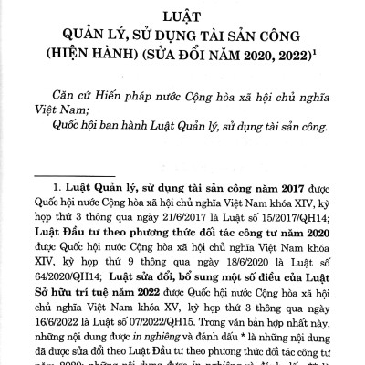 Luật Quản Lý, Sử Dụng Tài Sản Công (Hiện Hành) (Sửa Đổi Năm 2020, 2022)