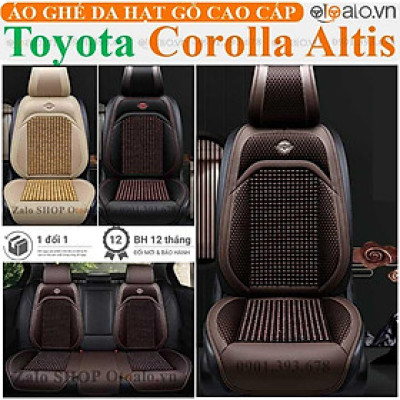 Áo trùm lót bọc ghế da xe ô tô Toyota Corolla Altis da hạt gỗ tự nhiên CAO CẤP
