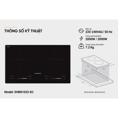 Bếp đôi điện từ Sunhouse SHB81032-EC - Hàng chính hãng