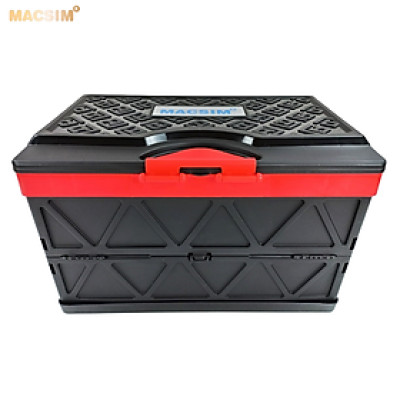 Hộp đựng đồ 48l đen pha đỏ xếp gọn kích thước 50cm x 32cm x 31cm - hộp đựng đồ trong cốp ô tô nhãn hiệu Macsim chất liệu PP cao cấp