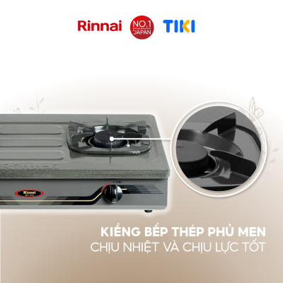 Bếp gas dương Rinnai RV-370(GM)N mặt bếp men và kiềng bếp men - Hàng chính hãng.