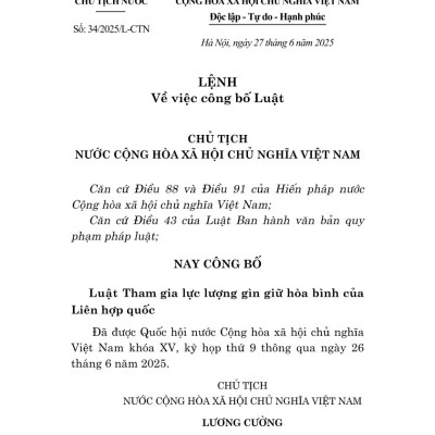 Luật tham gia lực lượng gìn giữ hòa bình của liên hợp quốc năm 2025