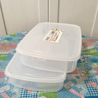 Combo 02 Hộp bảo quản thực phẩm 2600ml hình chữ nhật dẹt - Nội địa Nhật