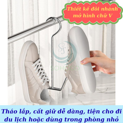 Bộ 2 Móc Treo Giày Đôi Inox Đa Năng- Móc Phơi Giày Thông Minh Chống Gỉ -	Móc Sắt Treo Dép – Giày – Chai Đa Dụng