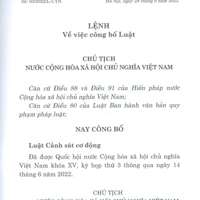Luật Cảnh Sát Cơ Động (Bản in năm 2022)