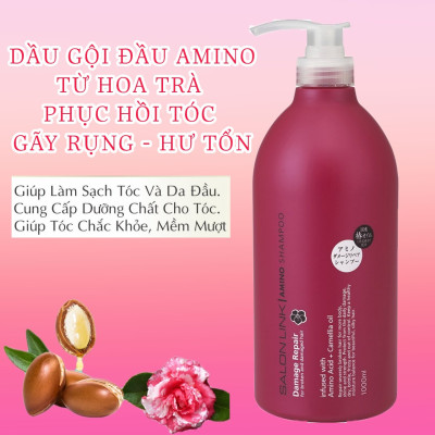 Dầu Gội Đầu Phục Hồi Tóc Hư Tổn Chiết Xuất Hoa Trà Salon Link Amino Shampoo (1000 mL)