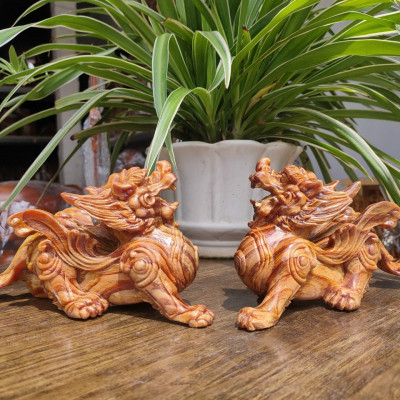 Cặp tỳ hưu bằng gỗ huyết long kt 20×11×8cm