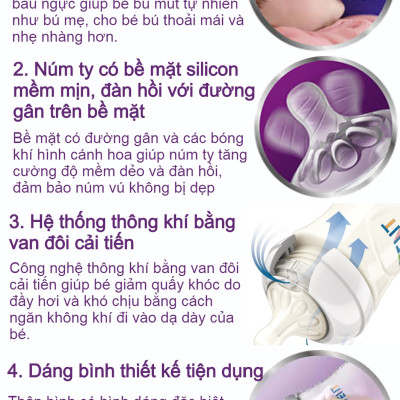 Bộ bình sữa, ty ngậm thiết kế tự nhiên Philips Avent
