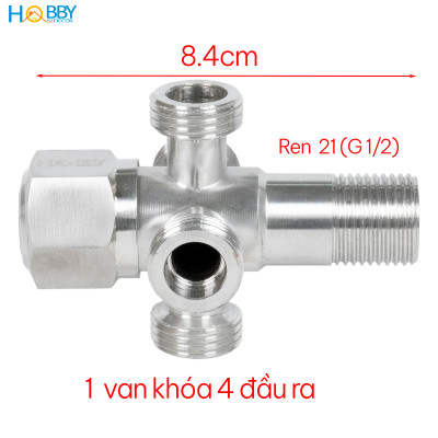 Van chia nước ra 4 nhánh inox 304 ren ngoài 21 Hobby home decor DNV5