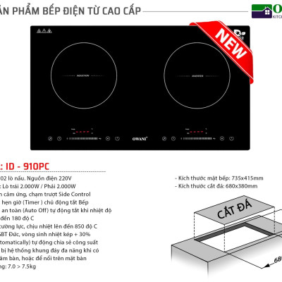 Bếp Đôi Điện Từ Inverter Cảm Ứng Đặt Âm OWANI ID-910PC - Hàng Chính Hãng