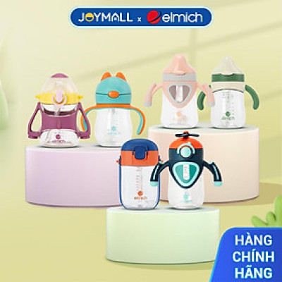 Bình tập uống nước trẻ em Elmich BabyCare 240ml - 450ml, Hàng chính hãng, nhựa Tritan, ống hút lọc cặn-JoyMall