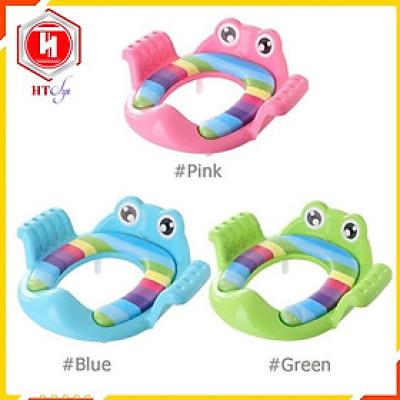 Thu Nhỏ Bồn Cầu Cho Bé, Bệ Lót Bồn Cầu Có Tay Vịn Hình Chú Ếch Cho Bé Tự Tin Đi Vệ Sinh