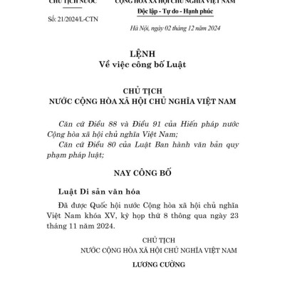 Luật di sản văn hóa 2024 - bản in 2025