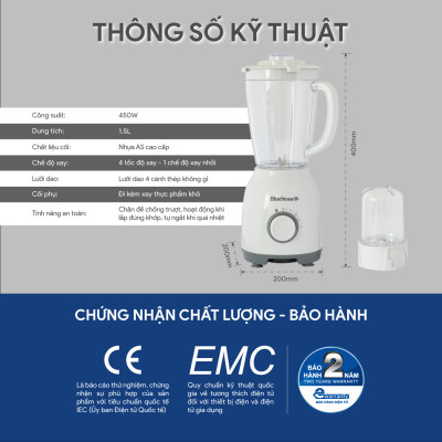 Máy Xay Sinh Tố BlueStone BLB-5328 1.5 Lít 450W - Hàng Chính Hãng