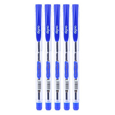 Vỉ 5 Cây Viết Gel Đậy Nắp Digno Selfy - Mực Xanh (0.7mm)