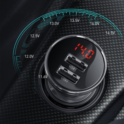 Tẩu sạc nhanh đa năng công suất cao Baseus Digital Display Dual SCP Quick Charger. Mã: CCBX-B0G