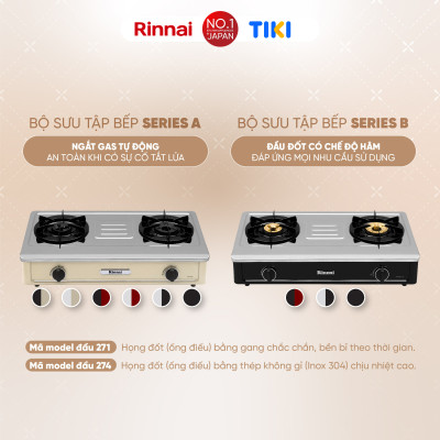 Bếp gas dương Rinnai RV-B271SR(EB) mặt bếp men và kiềng bếp men - Hàng chính hãng.