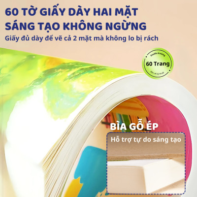 Giấy vẽ A4, tập giấy vẽ màu nước cứng dày Mideer Doodle Drawing Book