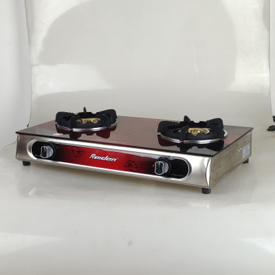 Bếp ga đôi kiếng cường lực Raiden RDB2260, đầu đốt đồng thau nguyên khối phi 100mm-Hàng chính hãng