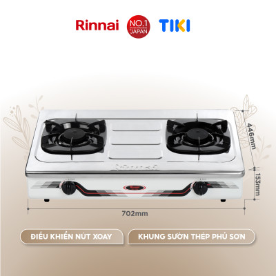 Bếp gas dương Rinnai RV-370(SM)N mặt bếp inox và kiềng bếp men - Hàng chính hãng.
