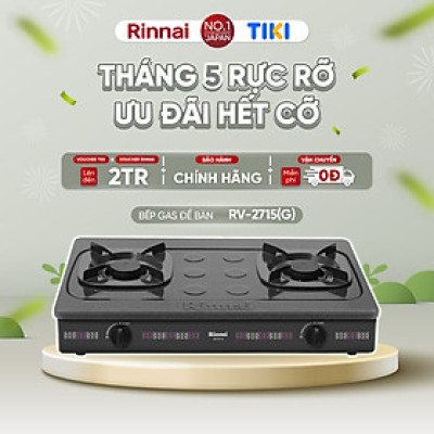 Bếp gas dương Rinnai RV-2715(G) mặt bếp men và kiềng bếp men - Hàng chính hãng.