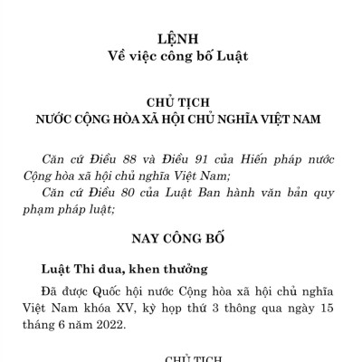 Luật thi đua,khen thưởng