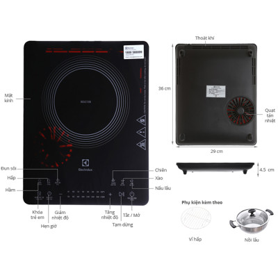 Bếp Điện Từ Electrolux ETD42SKR (2100W) - Đen - Hàng chính hãng