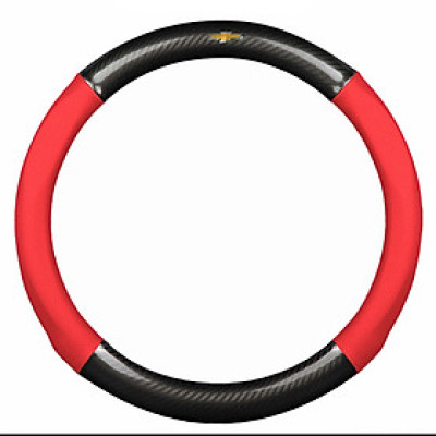 Bọc vô lăng TTAUTO cho xe ô tô chất liệu da vân carbon cao cấp có logo CHEVROLET (Đen Đỏ)