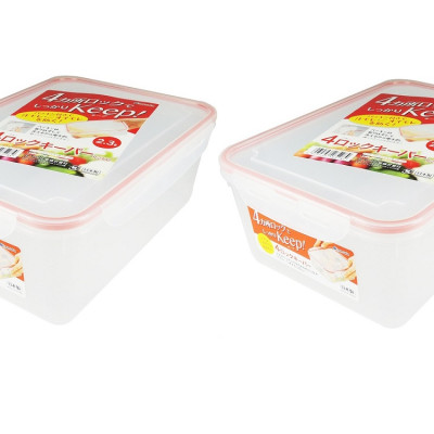 Combo 02 hộp thực phẩm chữ nhật inomata 2300ml hàng nội địa Nhật Bản
