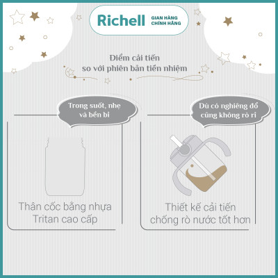 Bình ống hút AXSTARS Richell Nhật Bản 320ml chống sặc cho bé từ 7 tháng | Baby