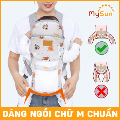 Điệu địu vải cho em bé sơ sinh 4 tư thế có đỡ cổ đa năng an toàn 1 2 3 4 5 6 12 tháng tuổi MySun