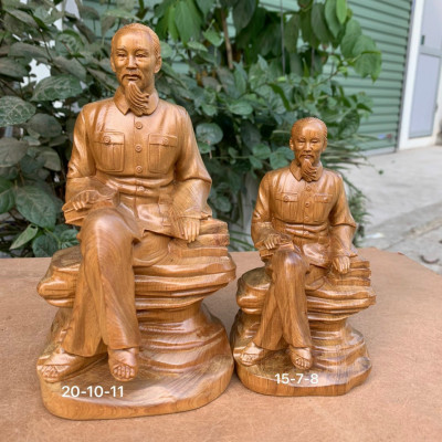 Tượng chân dung bác hồ bằng gỗ bách xanh thơm phức kt cao 15×7×8cm