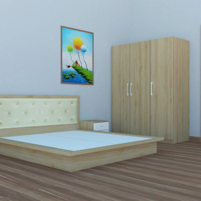 Tủ quần áo gỗ MDF Tundo 3 cánh màu sồi 140 x 55 x 200cm