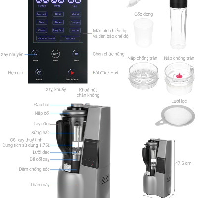 Máy xay sinh tố công suất lớn 800W Mishio - Hàng chính hãng