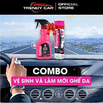 Combo chăm sóc ghế da sofa tại nhà, tẩy sạch vệ sinh và dưỡng bóng ghế da như mới Flamingo dành cho ô tô và ghế gia đình