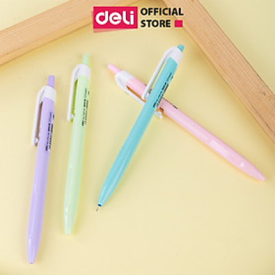 Bút Bi Xanh Ngòi 0.7 Đầu Bấm Deli - Vỏ Nhựa Màu Sắc Xinh Xắn Cute Macaron Pastel Viết Siêu Mượt - Phù Hợp Văn Phòng Học Sinh Ghi Chép Sổ Tay - EQ03330
