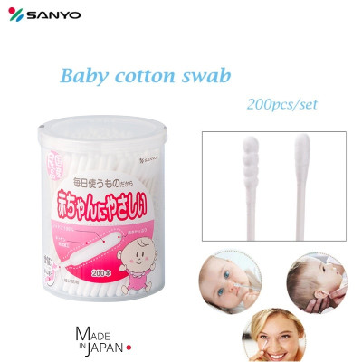Hộp 200 tăm bông siêu mềm kháng khuẩn cho bé Sanyo Bale - Hàng Nội Địa Nhật Bản