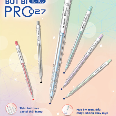 Bút Bi Pro 027 0.5 mm - Thiên Long TL-105 - Mực Đỏ