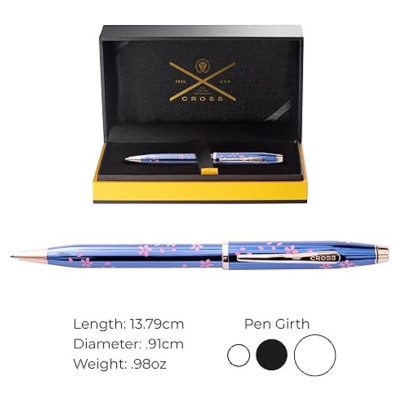 Bút Ký Doanh Nhân Bút Bi Khô Century II Hoa Anh Đào Sơn Mài Xanh Lam Mạ Vàng Hồng